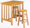 TABLE HAUTE EN BOIS EXOTIQUE + 2 TABOURETS